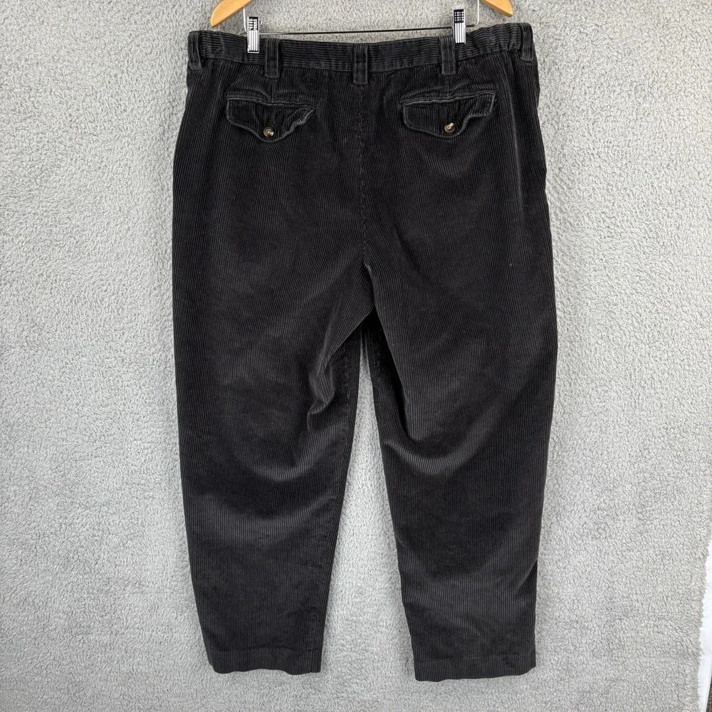 LLBean Corduroy Pants Mens 40x30 Black‎ Pleated Comfort Stretch Waist 285260